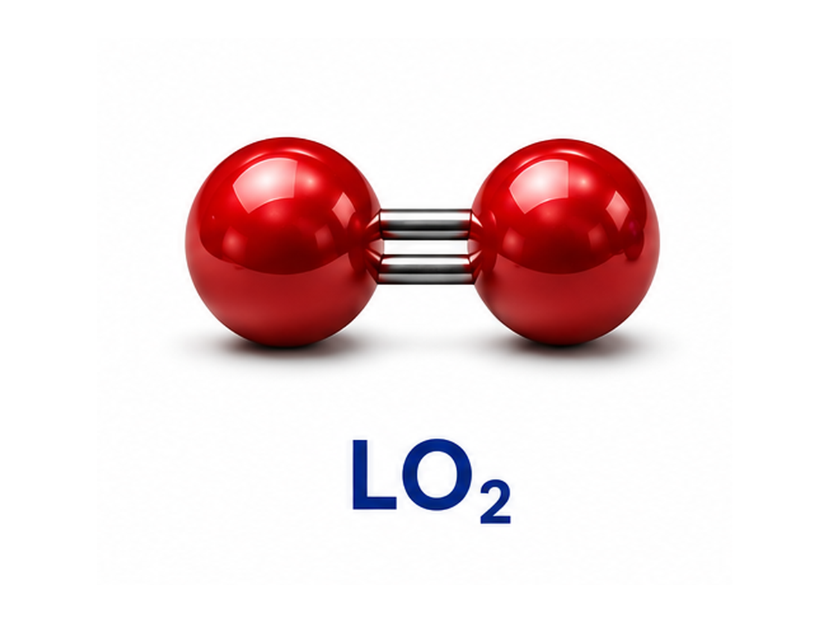 Liquid oxygen (O₂) molecule