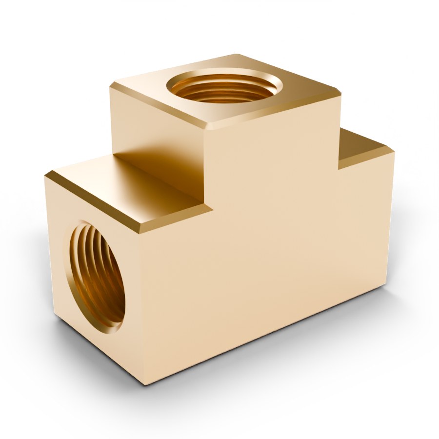 Brass Tee, 3/8" FNPT, High Pressure