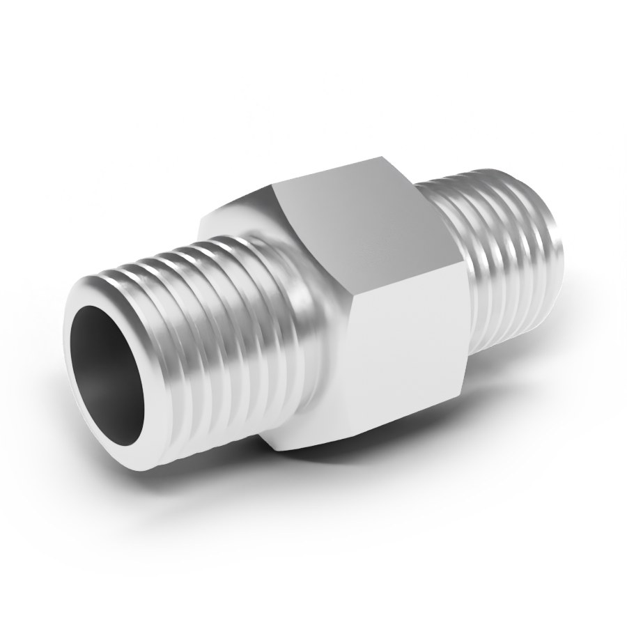 Hex Nipple, 1/4" MNPT x 1/4" MNPT, 316 SS