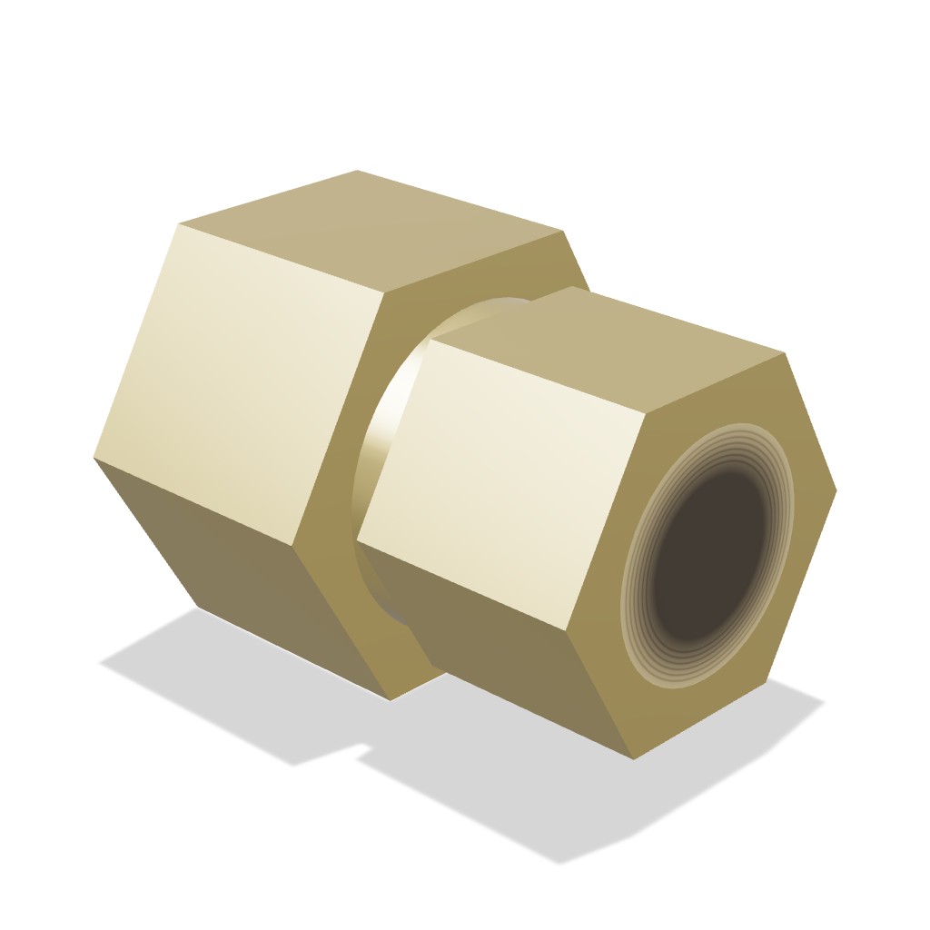 Brass Reducing Coupling, 3/4" FNPT x 1/2" FNPT, 3000 PSI