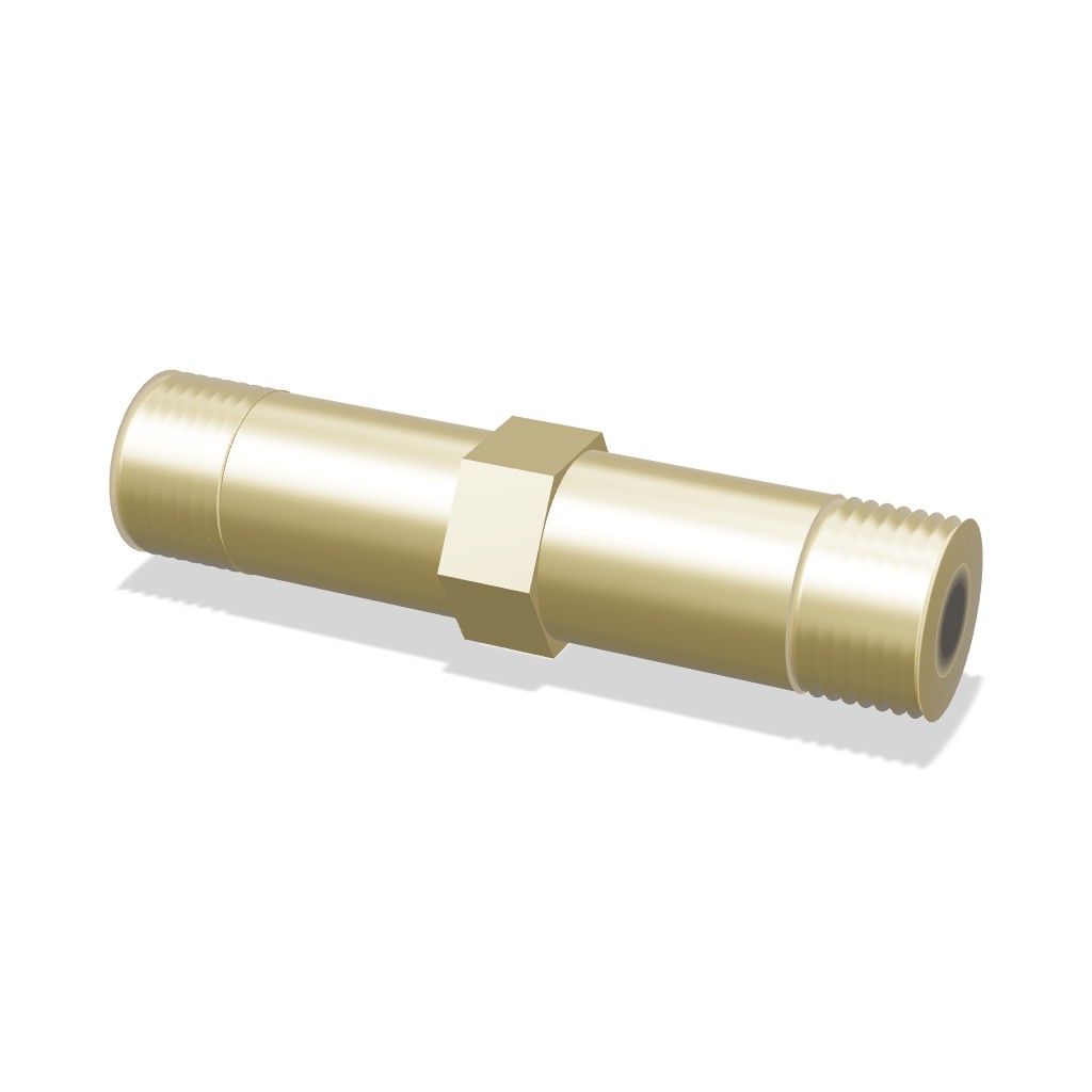 Hex Long Nipple, Brass, 3/8" MNPT x 3/8" MNPT, 3" Long (DK-LOK)