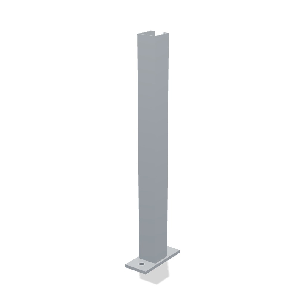 Strut Support Post with Base Plate, 1-5/8" Solid Channel, 304 SS, 18" Long