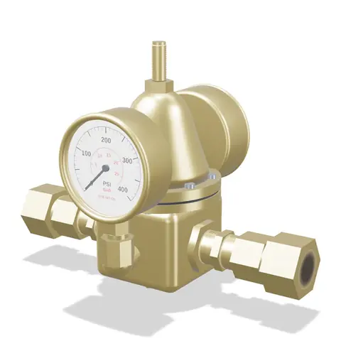 Compact Gauged Gas Regulator Assembly, 3/4" FNPT, 50-135 psig