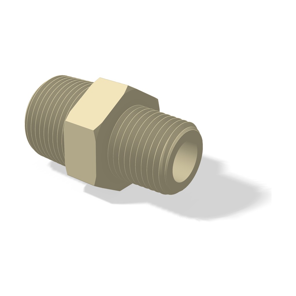 Brass Hex Reducing Nipple, 3/4" MNPT x 1/2" MNPT, 3800 PSI