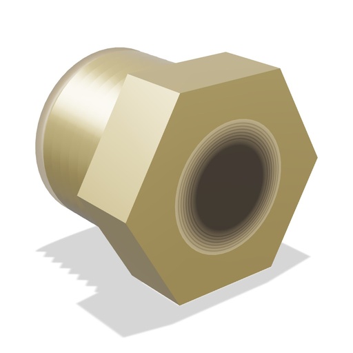 [BNM375-R-NF25] High-Pressure Brass Bushing, 3/8" MNPT x 1/4" FNPT, 1000 PSI