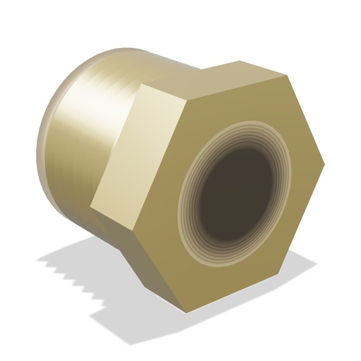 [BNM50-R-NF375] High-Pressure Brass Bushing, 1/2" MNPT x 3/8" FNPT, 1000 PSI