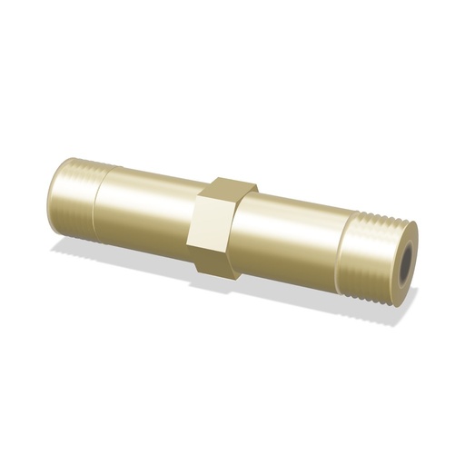 [NNM375R-300-NM375] Hex Long Nipple, Brass, 3/8" MNPT x 3/8" MNPT, 3" Long (DK-LOK)
